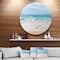 Designart - White Waves Kissing Beach Sand' Large Seashore Metal Circle Wall Art